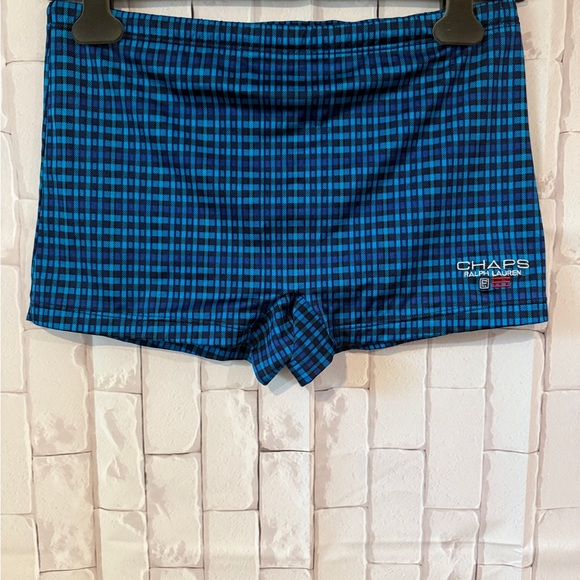 Chapsralph laurenvintage Navy and Light Blue Checkered Swim Shorts